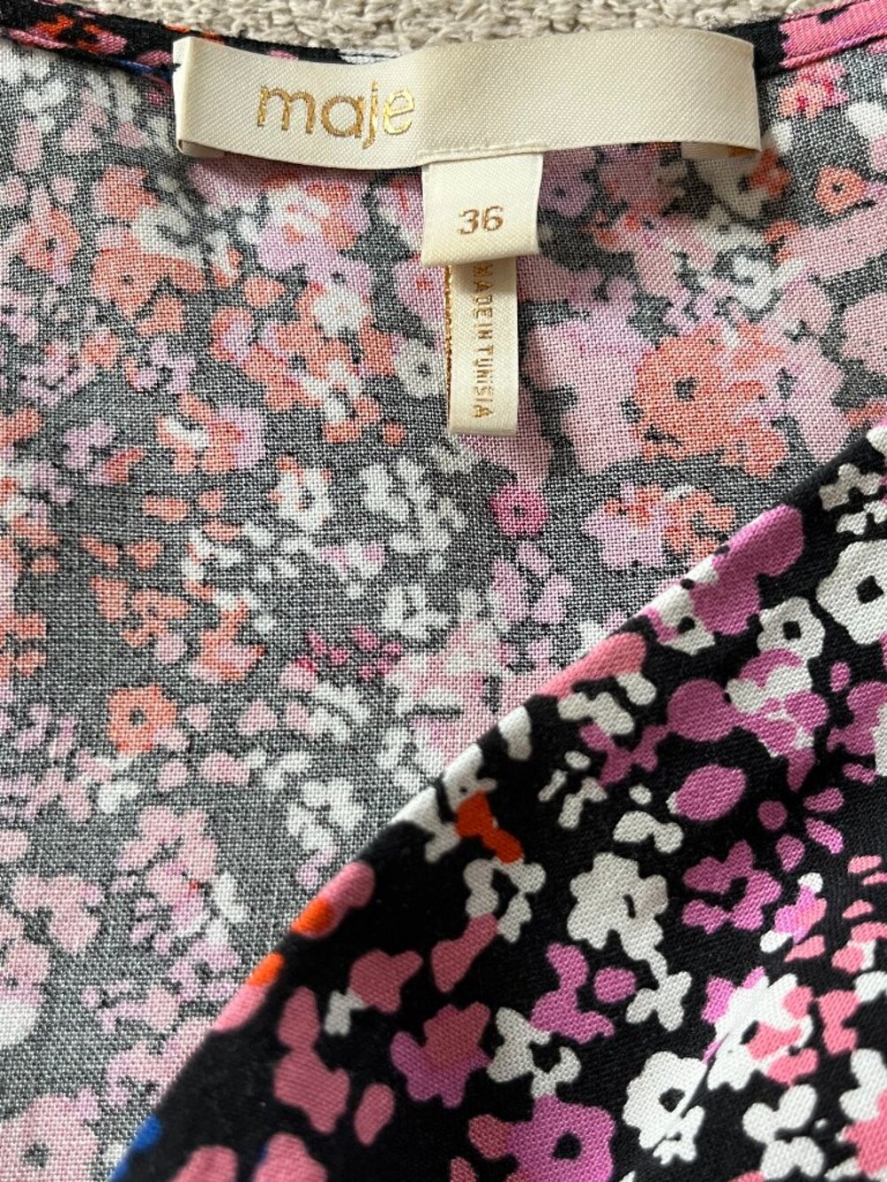 Maje "Rayema" Floral Ditsy Print Smocked Midi Dress (Size 36 - US 4/S) - Picture 4 of 4